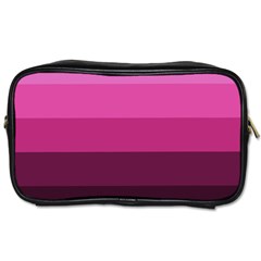 Pink Gradient Stripes Toiletries Bag (one Side) by Dazzleway