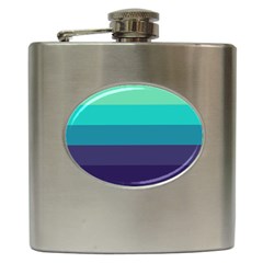 Blue Gradient Stripes  Hip Flask (6 Oz) by Dazzleway