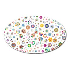 Flower Floral Pattern Oval Magnet by Sudhe