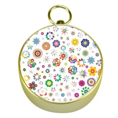 Flower Floral Pattern Gold Compasses by Sudhe