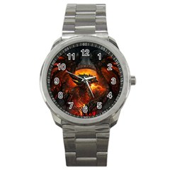 Dragon Fire Fantasy Art Sport Metal Watch