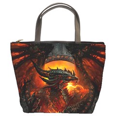 Dragon Fire Fantasy Art Bucket Bag by Sudhe