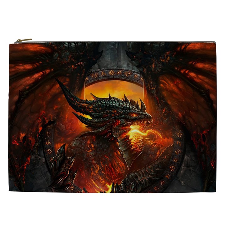 Dragon Fire Fantasy Art Cosmetic Bag (XXL)