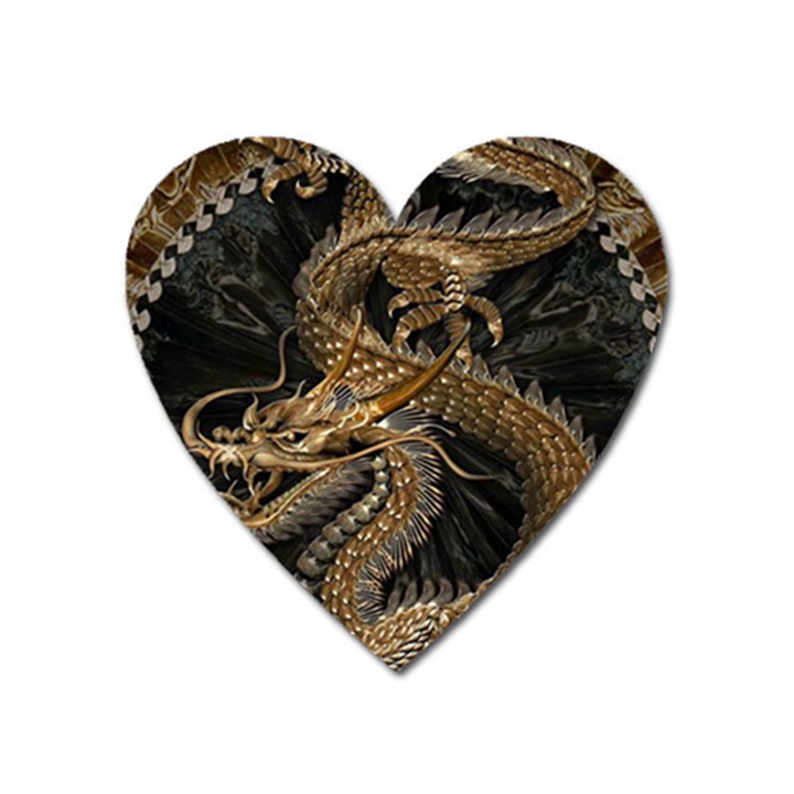 Fantasy Dragon Pentagram Heart Magnet