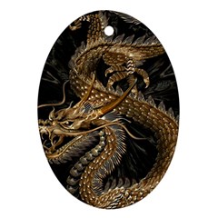 Fantasy Dragon Pentagram Oval Ornament (two Sides)