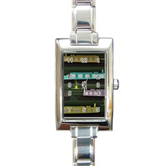 Narrow-boats-scene-pattern Rectangle Italian Charm Watch