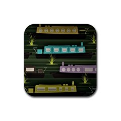 Narrow-boats-scene-pattern Rubber Coaster (square) 