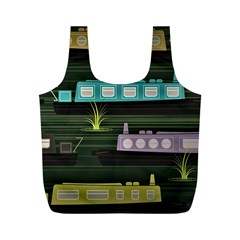 Narrow-boats-scene-pattern Full Print Recycle Bag (m) by Sudhe