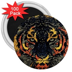 Tiger-predator-abstract-feline 3  Magnets (100 Pack)