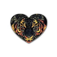 Tiger-predator-abstract-feline Heart Coaster (4 Pack) 