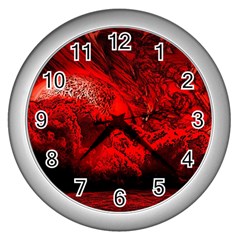 Planet-hell-hell-mystical-fantasy Wall Clock (silver)