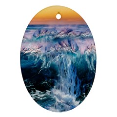 Sea-waves-ocean-water-beach-surf Oval Ornament (two Sides)