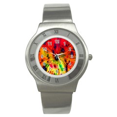 Color-background-structure-lines Stainless Steel Watch