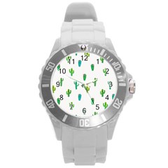 Funny Cacti With Muzzles Round Plastic Sport Watch (l) by SychEva