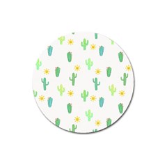 Green Cacti With Sun Magnet 3  (round) by SychEva