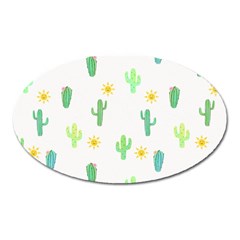 Green Cacti With Sun Oval Magnet by SychEva