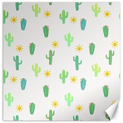Green Cacti With Sun Canvas 20  X 20  by SychEva