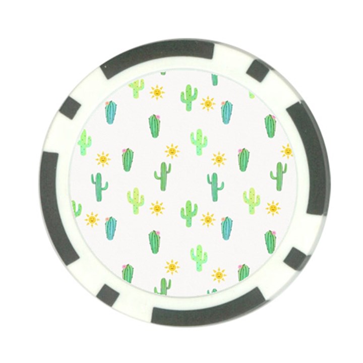 Green Cacti With Sun Poker Chip Card Guard