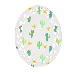 Green Cacti With Sun Oval Filigree Ornament (two Sides) by SychEva