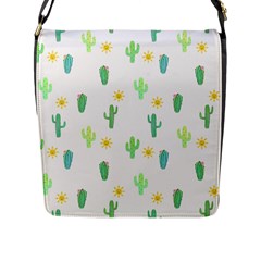 Green Cacti With Sun Flap Closure Messenger Bag (l) by SychEva