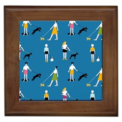 Girls Walk With Their Dogs Framed Tile by SychEva