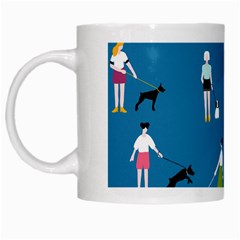 Girls Walk With Their Dogs White Mugs by SychEva