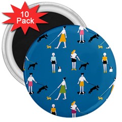 Girls Walk With Their Dogs 3  Magnets (10 Pack)  by SychEva