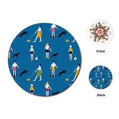 Girls Walk With Their Dogs Playing Cards Single Design (round) by SychEva