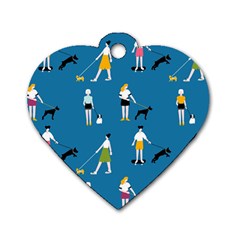 Girls Walk With Their Dogs Dog Tag Heart (one Side) by SychEva