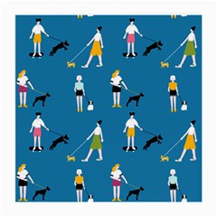 Girls Walk With Their Dogs Medium Glasses Cloth by SychEva