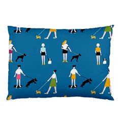 Girls Walk With Their Dogs Pillow Case by SychEva