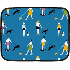 Girls Walk With Their Dogs Double Sided Fleece Blanket (mini)  by SychEva