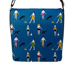 Girls Walk With Their Dogs Flap Closure Messenger Bag (l) by SychEva