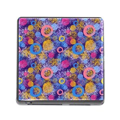 Multicolored Splashes And Watercolor Circles On A Dark Background Memory Card Reader (square 5 Slot) by SychEva