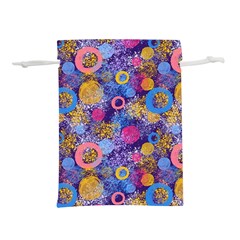 Multicolored Splashes And Watercolor Circles On A Dark Background Lightweight Drawstring Pouch (m) by SychEva