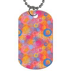 Multicolored Splashes And Watercolor Circles On A Dark Background Dog Tag (two Sides) by SychEva