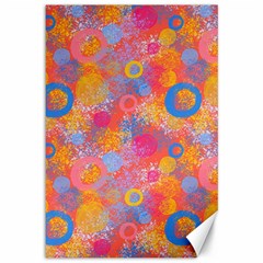 Multicolored Splashes And Watercolor Circles On A Dark Background Canvas 12  X 18  by SychEva