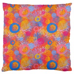 Multicolored Splashes And Watercolor Circles On A Dark Background Large Cushion Case (two Sides) by SychEva