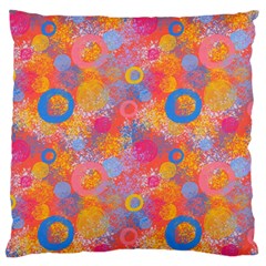 Multicolored Splashes And Watercolor Circles On A Dark Background Standard Flano Cushion Case (one Side) by SychEva