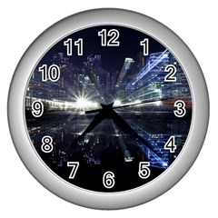 Cityscape-light-zoom-city-urban Wall Clock (silver)