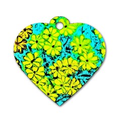 Chrysanthemums Dog Tag Heart (Two Sides)