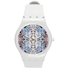 Abstract Waves Iii Round Plastic Sport Watch (m)