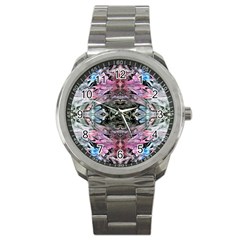 Abstract Waves-mixed Media Sport Metal Watch