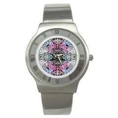 Abstract Waves-mixed Media Stainless Steel Watch