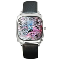 Abstract Waves Module Square Metal Watch
