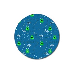 Funny Aliens With Spaceships Magnet 3  (round) by SychEva