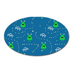 Funny Aliens With Spaceships Oval Magnet by SychEva