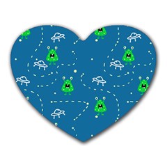 Funny Aliens With Spaceships Heart Mousepads by SychEva