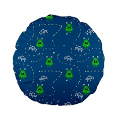 Funny Aliens With Spaceships Standard 15  Premium Flano Round Cushions by SychEva