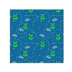 Funny Aliens With Spaceships Small Satin Scarf (square) by SychEva